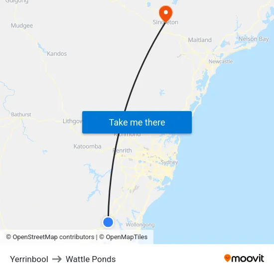Yerrinbool to Wattle Ponds map