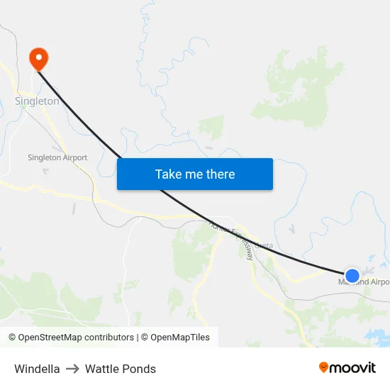 Windella to Wattle Ponds map