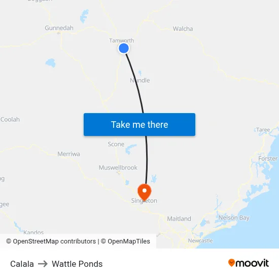 Calala to Wattle Ponds map