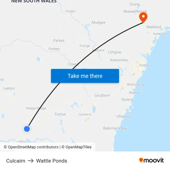 Culcairn to Wattle Ponds map