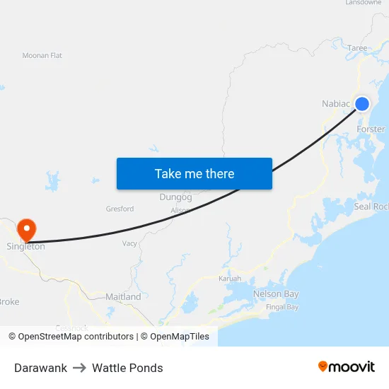 Darawank to Wattle Ponds map