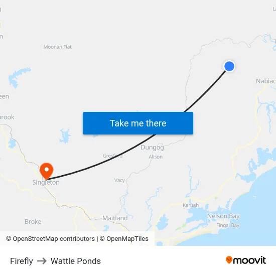 Firefly to Wattle Ponds map