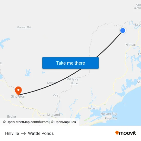 Hillville to Wattle Ponds map
