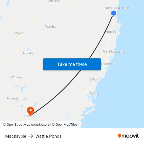 Macksville to Wattle Ponds map