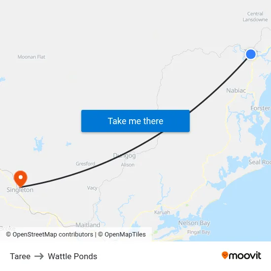 Taree to Wattle Ponds map