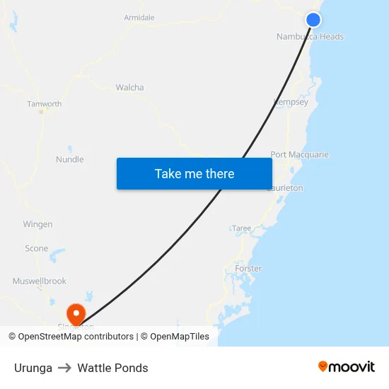 Urunga to Wattle Ponds map