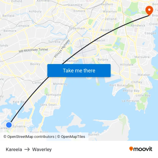 Kareela to Waverley map