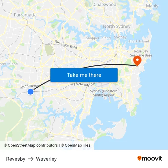 Revesby to Waverley map