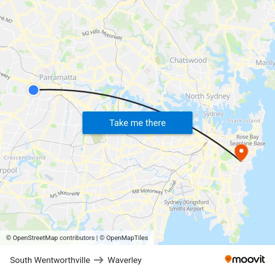 South Wentworthville to Waverley map
