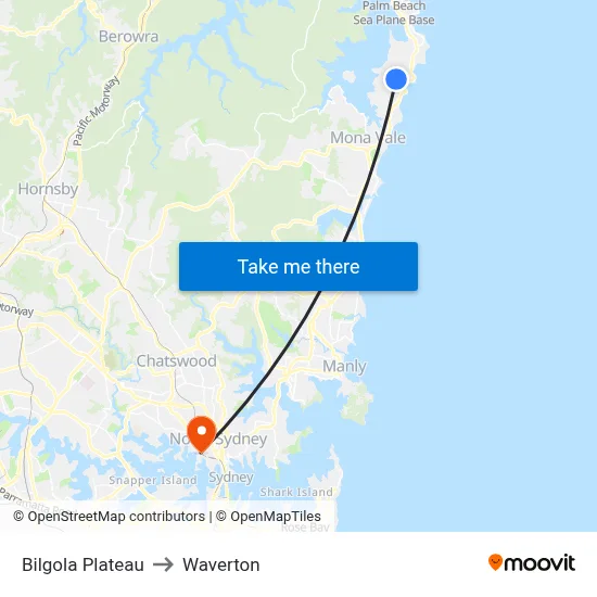 Bilgola Plateau to Waverton map
