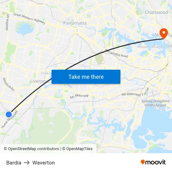 Bardia to Waverton map