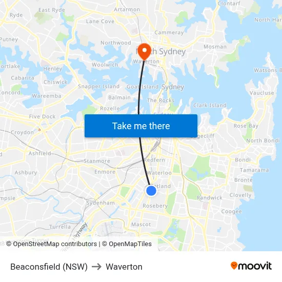 Beaconsfield (NSW) to Waverton map