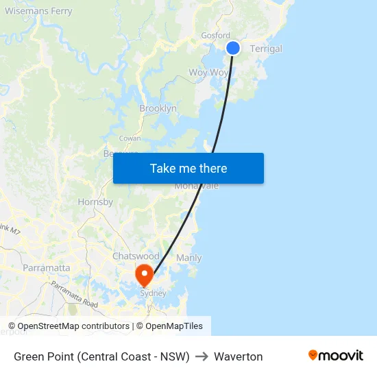 Green Point (Central Coast - NSW) to Waverton map