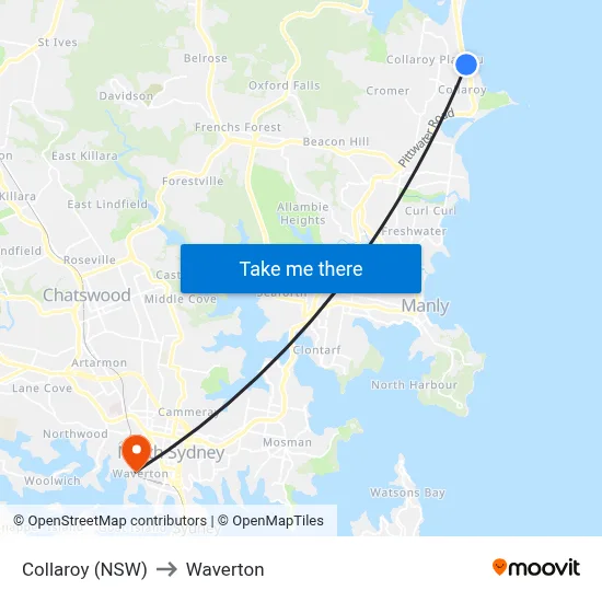 Collaroy (NSW) to Waverton map