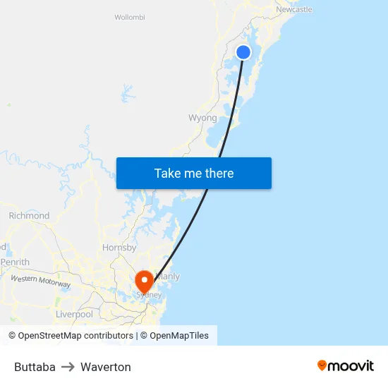 Buttaba to Waverton map