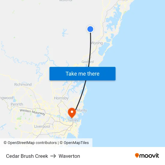 Cedar Brush Creek to Waverton map