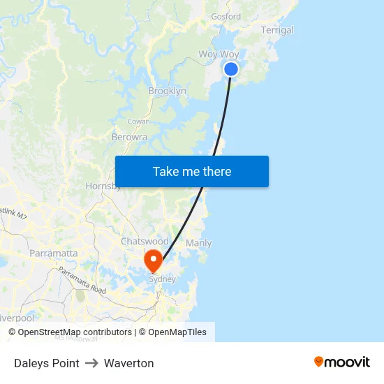 Daleys Point to Waverton map