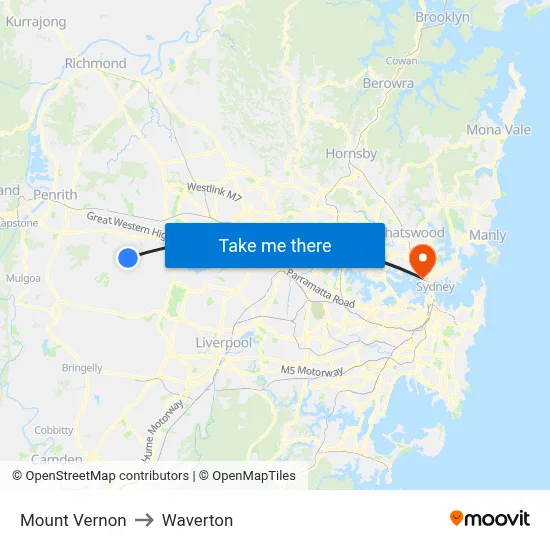 Mount Vernon to Waverton map