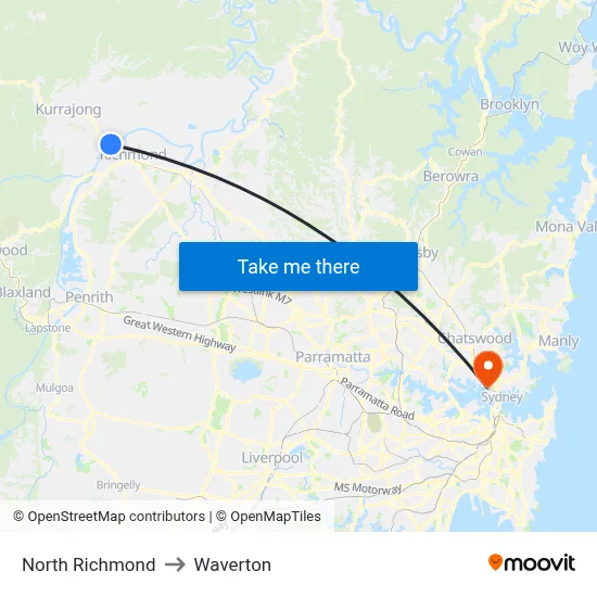North Richmond to Waverton map