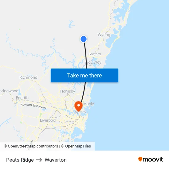 Peats Ridge to Waverton map