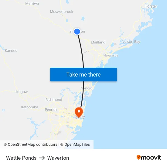 Wattle Ponds to Waverton map