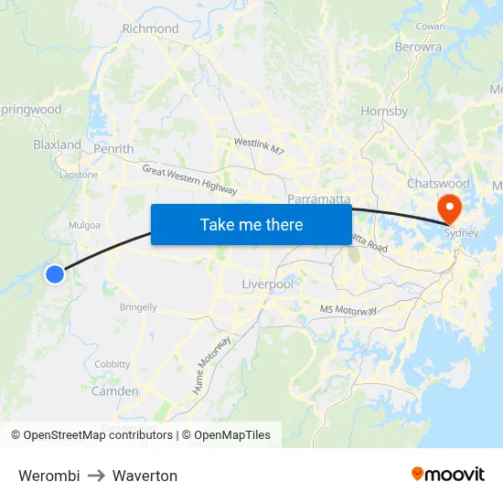 Werombi to Waverton map