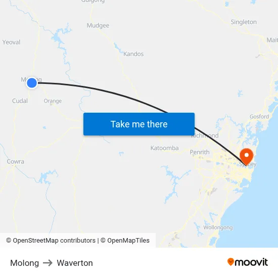 Molong to Waverton map