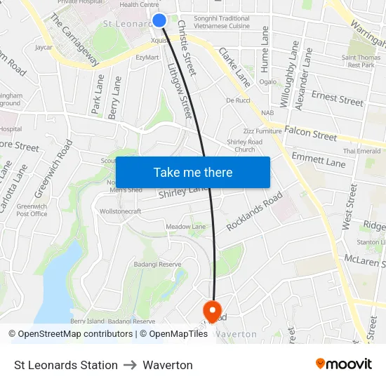 St Leonards Station to Waverton map