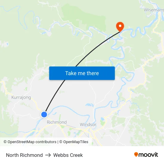 North Richmond to Webbs Creek map