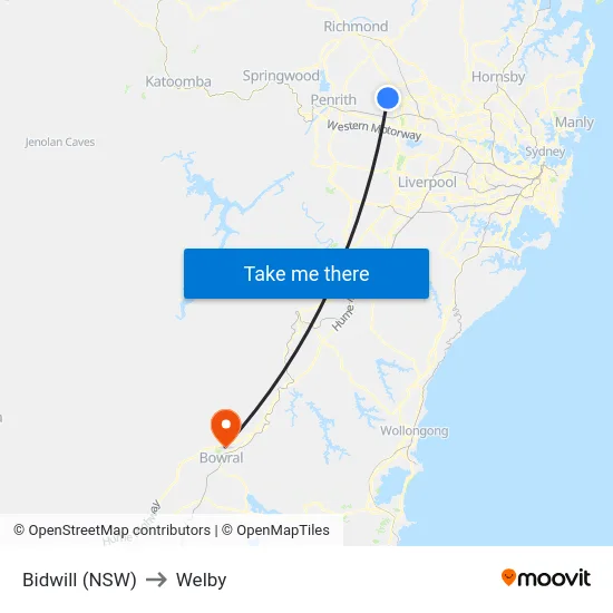 Bidwill (NSW) to Welby map