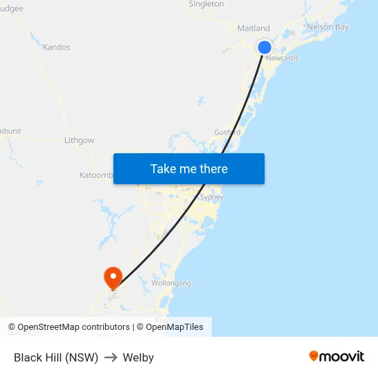 Black Hill (NSW) to Welby map