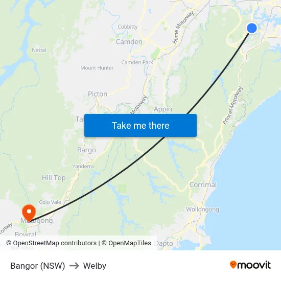 Bangor (NSW) to Welby map