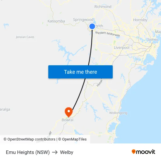 Emu Heights (NSW) to Welby map