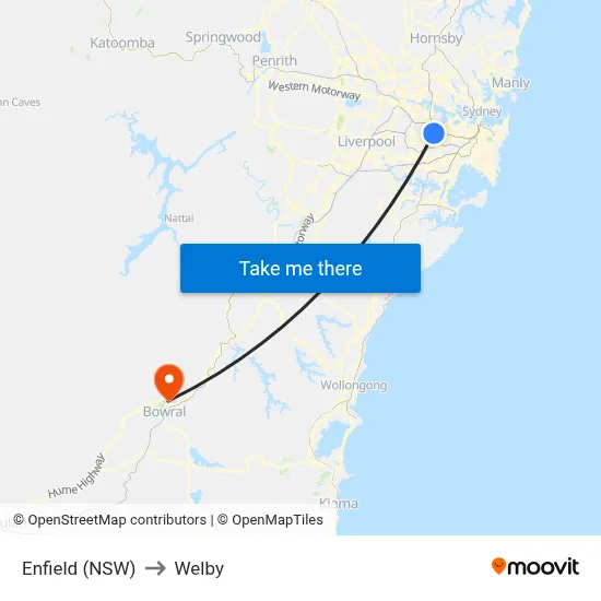 Enfield (NSW) to Welby map