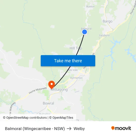 Balmoral (Wingecarribee - NSW) to Welby map