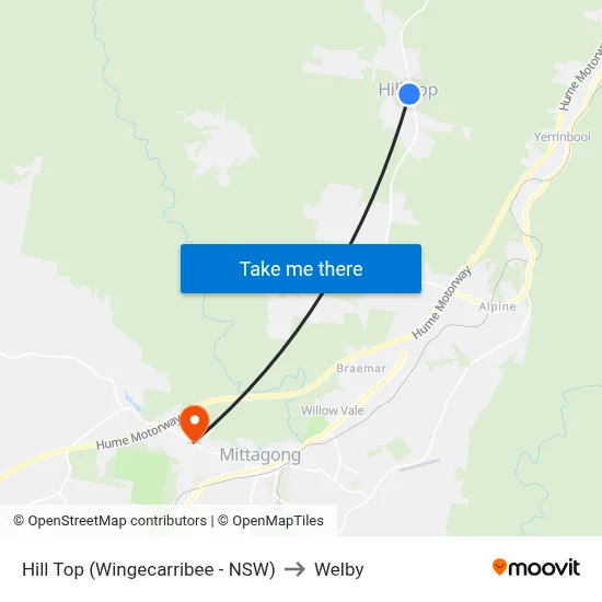 Hill Top (Wingecarribee - NSW) to Welby map