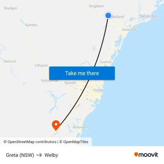 Greta (NSW) to Welby map