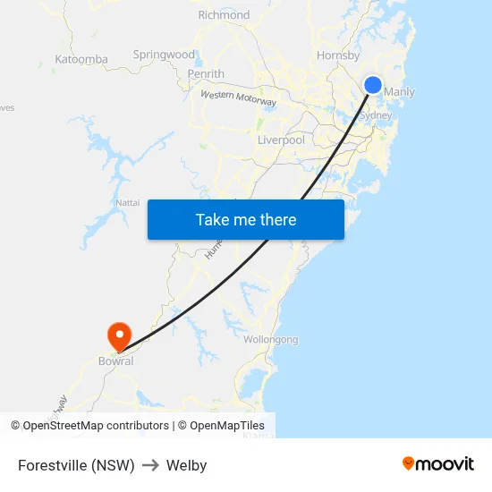 Forestville (NSW) to Welby map