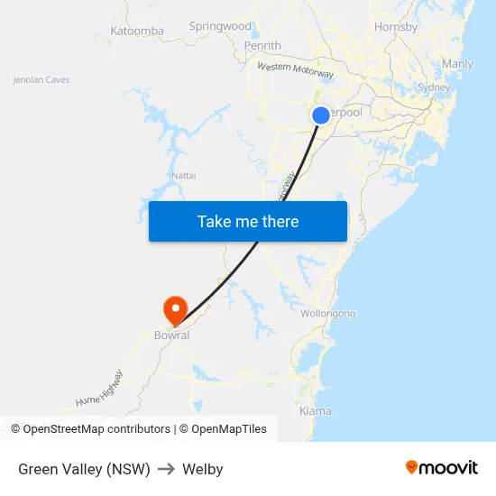 Green Valley (NSW) to Welby map