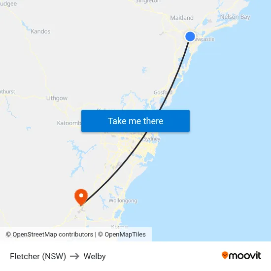 Fletcher (NSW) to Welby map