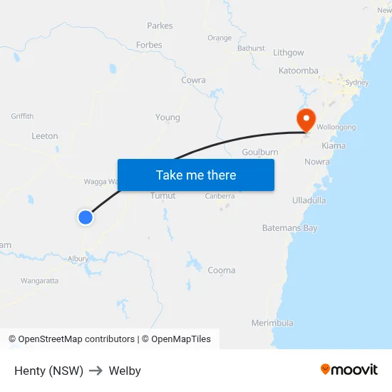 Henty (NSW) to Welby map