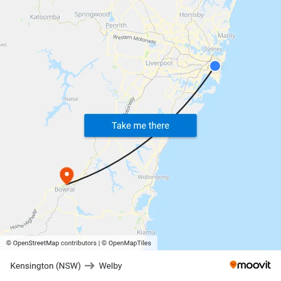 Kensington (NSW) to Welby map