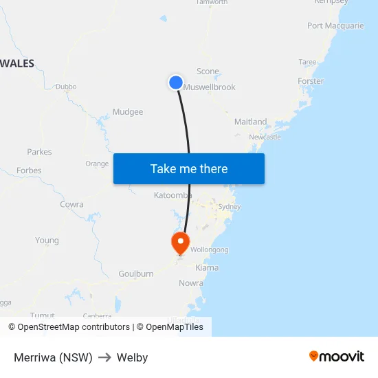 Merriwa (NSW) to Welby map