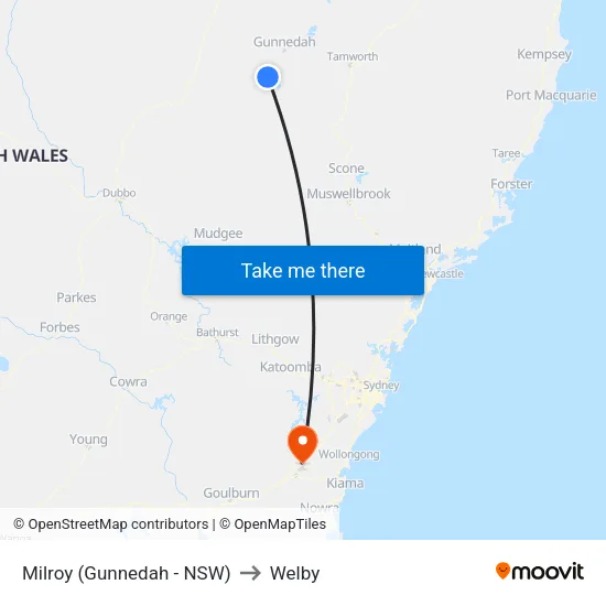 Milroy (Gunnedah - NSW) to Welby map
