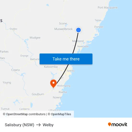 Salisbury (NSW) to Welby map