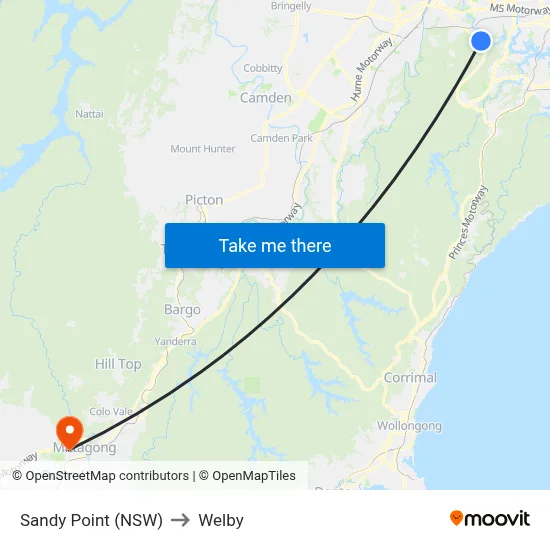 Sandy Point (NSW) to Welby map