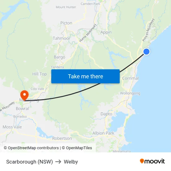 Scarborough (NSW) to Welby map