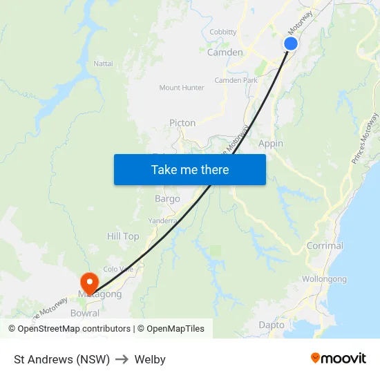 St Andrews (NSW) to Welby map