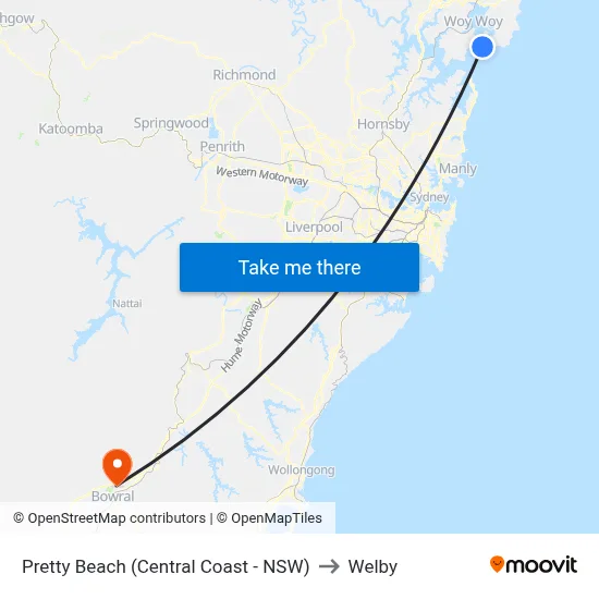 Pretty Beach (Central Coast - NSW) to Welby map