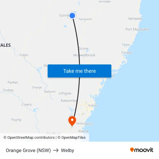 Orange Grove (NSW) to Welby map